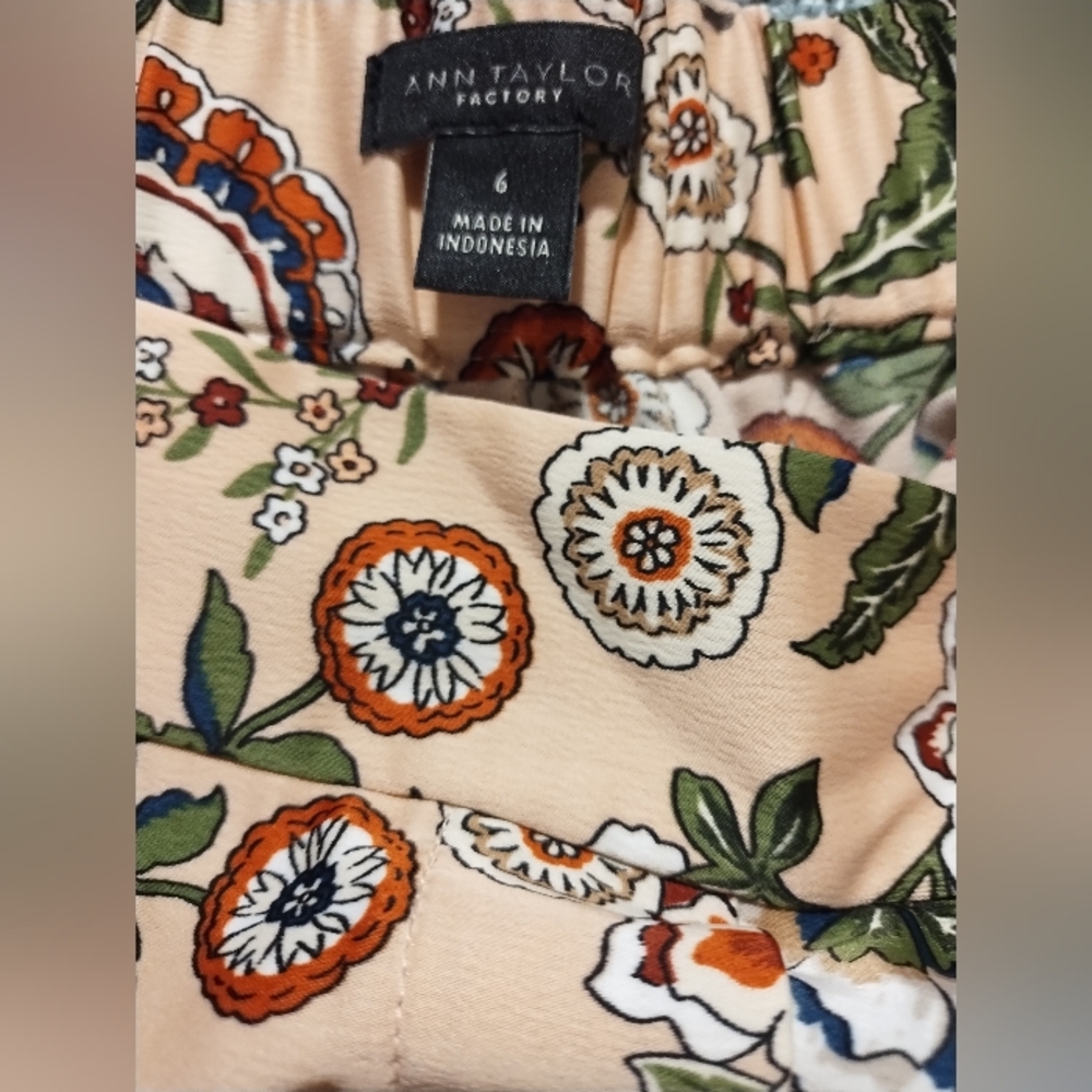 Floral Patterned Pant with Orange and Blue Accents - Picture 2 of 4